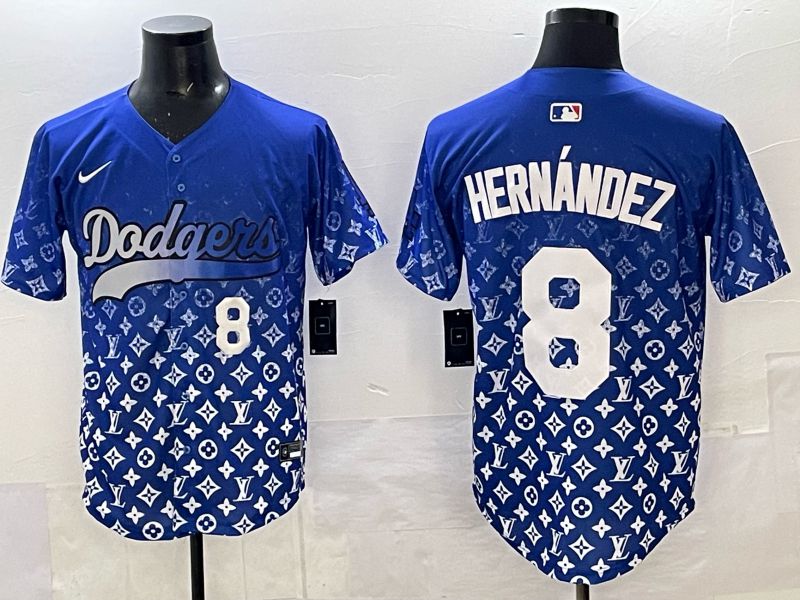 Men Los Angeles Dodgers #8 Hernandez Blue Nike 2025 MLB jersey 06